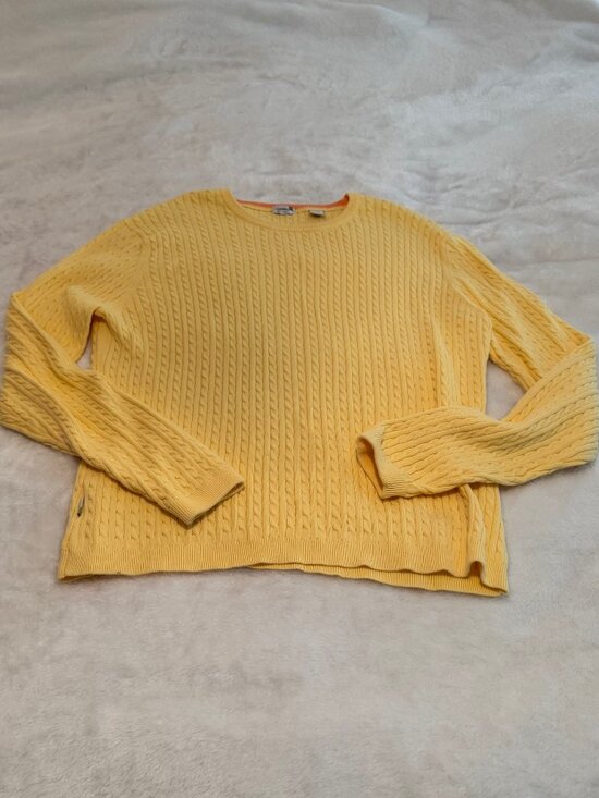 Izod Sweaters - Izod Flex Yellow Knit Cable Crewneck Pullover Sweater Size XL